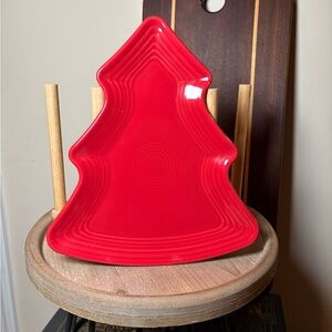 Fiestaware Retired SCARLET Christmas Tree Shaped Plate